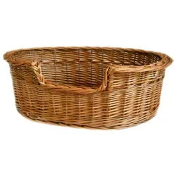 MyBer® Tierbett Katzenliege Hundeliege Katzenbett Hundebett Tier Sofa Liege Bett, aus Weide, Echte Handarbeit, hergestellt in EU, Tierliege in verschiedenen Größen, Bequemer Einstieg braun 34 cm x 50 cm