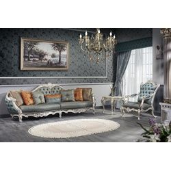 Casa Padrino Beistelltisch Luxus Barock Set - 1 Chesterfield Sofa & 1 Chesterfield Thron Sessel & 1 Beistelltisch - Barock Wohnzimmermöbel