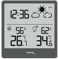 technoline WS 9138 Wetterstation (mit Außensender, in einem modernem Design, mit Wettervorhersage) grau