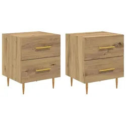 vidaXL Nachttisch 40 x 35 x 47,5 cm Nachttisch 2 pcs Artisan-Eiche 40x35x47,5 cm Spanpla braun