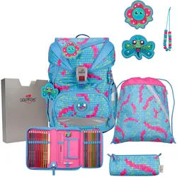 DerDieDas ErgoFlex SUPERLIGHT Schulrucksack-Set 5-teilig mit Sportbeutel Happy Pixel