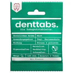 Denttabs Zahnpasta Zahnputztabletten - Mint mit Fluorid 125Stk 4er Pack