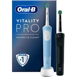 Oral-B Elektrische Zahnbürste Vitality Pro Doppelpack, Aufsteckbürsten: 2 St., Indikator-Borsten blau