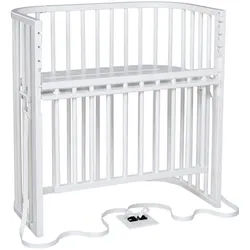 Babybay Beistellbett , Weiß , Holz , Buche , 56.5x96.5x96 cm , Textiles Vertrauen - Oeko-Tex®, Oeko-Tex® Standard 100 , Lattenrost stufenlos höhenverstellbar, zur Sitzbank umbaubar, sehr stabil , Holzmöbel, Holzbetten, Gitterbetten Holz
