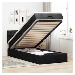 vidaXL Bett, Ottoman-Bett mit Matratze Schwarz 90x200 cm Stoff
