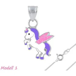 Order & Smile Schmuck Kette mit Anhänger Einhorn Kette Silber 925: Kinderschmuck Anhänger (Set, inkl. Kette), gestempelt silberfarben