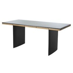 Casa Padrino Schreibtisch Luxus Schreibtisch mit Glasplatte Messing / Schwarz 180 x 78,5 x H. 76 cm - Luxus Qualität - Büromöbel