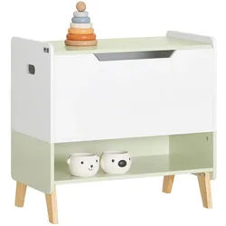 SoBuy Kinder-Spielzeugtruhe Grün , Weiß, Naturfarben, Grün , Holzwerkstoff, Holz , 60x57x34 cm , Kinder- & Jugendzimmer, Kindermöbel, Kinderregale