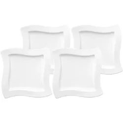 Frühstücksteller VILLEROY & BOCH "Frühstücksteller NewWave 24 x 24 cm 4er Set weiß", weiß, Speiseteller