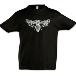 Urban Backwoods Print-Shirt Moth Kinder T-Shirt Motte Death Skelett Skeleton Black White Mothman (1-tlg) Gothic Horror Insekt Insekten schwarz 122/128