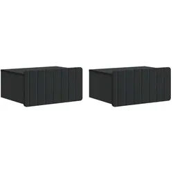 vidaXL Nachttisch 49 x 34,5 x 24 cm Nachttisch hängend 2er Set Nachtschrank Schwarz 49x3 schwarz