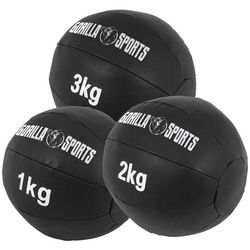 GORILLA SPORTS Medizinball Einzeln/Set, 29cm, aus Leder, Trainingsball, Fitnessball, Gewichtsball, Schwarz, Slamball, von 1 kg bis 10 kg Gewichten, für Krafttraining
