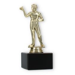 Pokal Kunststofffigur Dartspieler gold auf schwarzem Marmorsockel 16,4cm