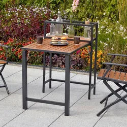 Gardenson Balkontisch , Graphitfarben, Naturfarben , Holz, Metall , Akazie , massiv , 55x75x73 cm , klappbar , Gartenmöbel, Gartentische, Balkontische
