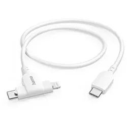 Hama Ladekabel 2-in-1, USB-C - USB-C oder Lightning, MFI 1,5 m weiß
