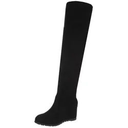 Ital-Design Elegante Overknee-Stiefel mit Wedge für Damen Overkneestiefel (90727032) Keilabsatz/Wedge Stiefel in Schwarz schwarz 36 EU
