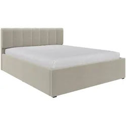 Stylife Polsterbett , Beige , Holz , Buche , Schichtholz , 160x200 cm , gepolstertes Kopfteil, in verschiedenen Größen erhältlich, bodentiefer Einstieg,nicht verstellbar , Schlafzimmer, Betten, Polsterbetten