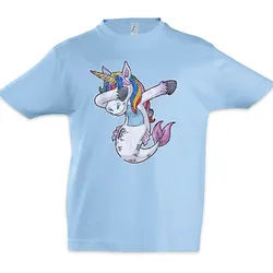 Urban Backwoods Print-Shirt Unimaid Dab Kinder T-Shirt Dance DJ Einhorn Unicorn Meerjungfrau MC (1-tlg) Disco Club Clubbing Party blau 98/104