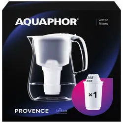 AQUAPHOR Wasserfilter Provence A5 weiß - Premium-Wasserfilter aus Tritan, bruchsicher, Zubehör für Filterkartuschen AQUAPHOR A5, A5H hartes Wasser & A5 Magnesium, Reduziert Kalk, Chlor & weiteren Stoffen. BPA frei