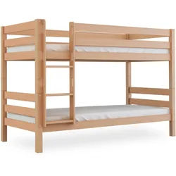 Bubema Malu – Kinder Etagenbett/Hochbett, Buche massiv, mit oder ohne Rutsche, natur oder weiß - Ohne Rutsche/Natur lackiert