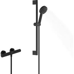 hansgrohe Pulsify Select S Brauseset 105, 3-jet Relaxation, Ecostat Fine, EcoSmart, Brausestange 650mm, 24262670, Farbe: Mattschwarz
