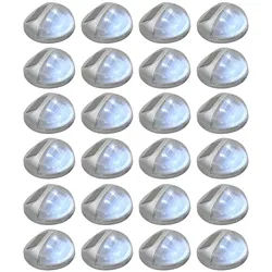 vidaXL Gartenleuchte NA Solar-Gartenwandleuchten LED 24 Stk Rund Silbern Gartenlampe Garten silberfarben
