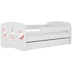 Raumhirsch Furniture Kinderbett Kaninchen mit Schmetterlingen mit Schublade 140/70 80/61/144 , Weiß , Holzwerkstoff , 70x140 cm , FSC 100% , Babymöbel & Kindermöbel, Kinderzimmer & Jugendzimmer, Kinderbetten