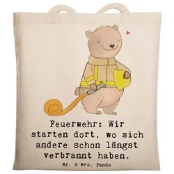 Mr. & Mrs. Panda Tragetasche Feuerwehrmann Helden - Transparent - Geschenk, heldenhafte Taten, Leb (1-tlg)