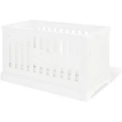 Pinolino Gitterbett , Weiß , Holzwerkstoff , 81x88x151 cm , zum Juniorbett umbaubar, höhenverstellbar, Sprossen mit Normabstand, zum Sitzsofa umbaubar, Aufbauanleitung im Karton, Lattenrost inklusive, Schlupfsprossen , Babymöbel & Kindermöbel, Babyzimmer, Babybetten, Gitterbetten