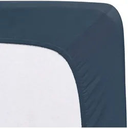 Florella Spannleintuch , Dunkelblau , Textil , 90-100x200-220 cm , Oeko-Tex® Standard 100, Oeko-Tex® Made IN Green , Rundumgummi, bügelfrei, für Wasserbetten geeignet, rutschfest auf der Matratze, Spezialgummi für unermüdliche Elastizität, weich und anschmiegsam, formstabil und langlebig, perfekter Sitz, spielend leicht zu überziehen, besonders dehnbar, absolut faltenfreier Sitz, allerhöchster Komfort, geeignet für Boxspringbetten , Heimtextilien, Bettwäsche & Leintücher, Leintücher, Spannleintücher
