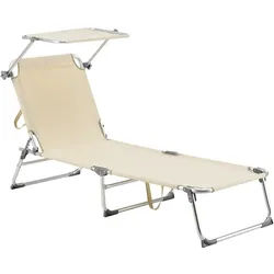 Helloshop26 - Sonnenliege mit Aluminium-Sonnenschutz mattsilbernes und beigefarbenes Polyester 03_0006412