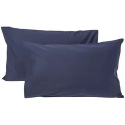 Homescapes Kinder-Kissenbezüge 2er-Set, Perkal , Dunkelblau , Textil , Rechteckig , 40x60 cm , Oeko-Tex® , Heimtextilien, Bettwäsche & Leintücher, Bettwäsche