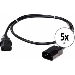 Pronomic IECIEC-0,5 Kaltgeräte Verlängerung Netzkabel 0,5m 5x Set
