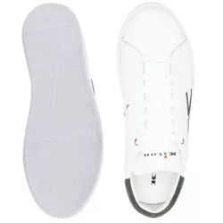 Kiton K-Logo Kalbsleder Schuhe Sneaker Kontrastierender Wildlederabsatz, Lederfutter, Innensohle aus Leder weiß 44