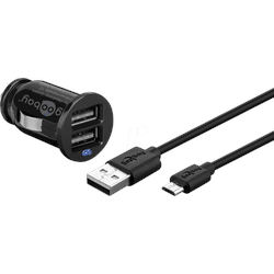 GOOBAY 71692 - USB-Ladegerät, 5 V, 2,4 A, Kfz, Set, 2 USB-Ports