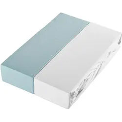 My Baby Lou Kinderspannleintuch , Weiß, Hellblau , Textil , 60-70x120-140 cm , Textiles Vertrauen - Oeko-Tex® , Rundumgummi , Schlafen, Babybettausstattung, Kinderspannleintücher