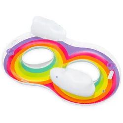 Bestway Schwimmring 186 x 116 cm Rainbow Dreams | für 2 Personen mit Kopfstütze