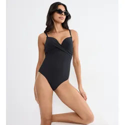 Badeanzug TRIUMPH "Summer Twist", Damen, Gr. 46, Cup B, schwarz, Microfaser, Obermaterial: 77% Polyamid, 23% Elasthan, Badeanzüge Badeanzug, Eleganz und Komfort