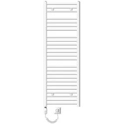 LuxeBath Elektrischer Badheizkörper Sahara 500x1500mm Weiß gebogen Seitenanschluss + Heizstab 1200W Thermostat Handtuchheizkörper Handtuchwärmer