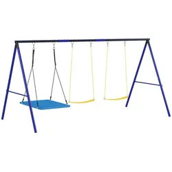Aiyaplay Kinderschaukel Outdoor Schaukelgerüst mit Plattformschaukel, Gürtelschaukel , Multicolor , Metall , 180x365 cm , Outdoor Spielzeug