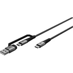 Goobay 2in1 USB-Textilkabel, spacegrau/silber, 1 m