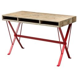 Casa Padrino Schreibtisch Designer Schreibtisch mit rot pulverbeschichteten Beinen 120 x 60 x H. 77 cm - Designer Büromöbel