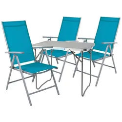 Mojawo Essgruppe 4-teiliges Campingmöbel Set Aluminium Textilen Petrol