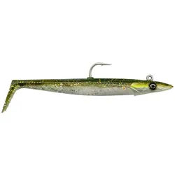 Savage Gear Kunstköder, Savage Gear Sandeel V2 15.5cm 46g Green Silver 2+1 Teile Gummifisch montiert 15.5 cm