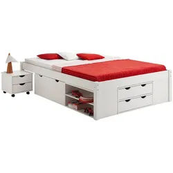 Idimex Funktionsbett Sabrina 140X200 Cm , Weiß , Holz , Kiefer , Mode , 148x48x211 cm , FSC Mix , Kinder- & Jugendzimmer, Kindermöbel, Kinderbetten, Kindereinzelbetten