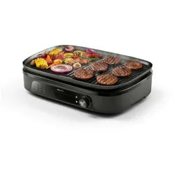 Philips Kontaktgrill HD6210/95, Elektrischer Tischgrill mit großer Grillfläche schwarz