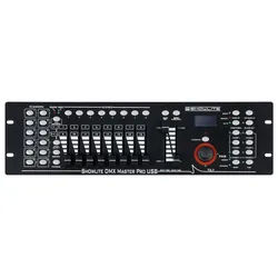 Showlite Lichtanlage Master Pro 192 Kanal DMX Controller - Steuert bis zu 12 Geräte, Max. 240 Szenen - USB Anschluss & Midi-Input schwarz