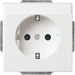 Busch-Jaeger 20 EUCNB-84 Schutzkontakt-Steckdose Safety+, mit erhöhtem Berührungsschutz, mit Beschriftungsfeld, mit Befestigungskrallen, studioweiß glänzend, Plattform 63