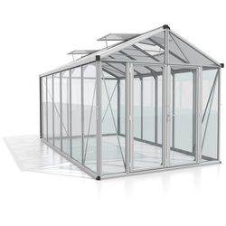 Xxxl Gewächshausbausatz , Alufarben , Metall, Kunststoff, Glas , 258.4x250.4x465.2 cm , Gartenzubehör, Garten- & Gewächshäuser