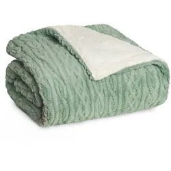 Blumtal Kuscheldecke 220/240 cm, Grün & Beige , Grün, Sonoma Eiche , Textil , Rechteckig , 220x240 cm , Oeko-Tex® Standard 100 , Heimtextilien, Wohntextilien, Decken, Kuscheldecken